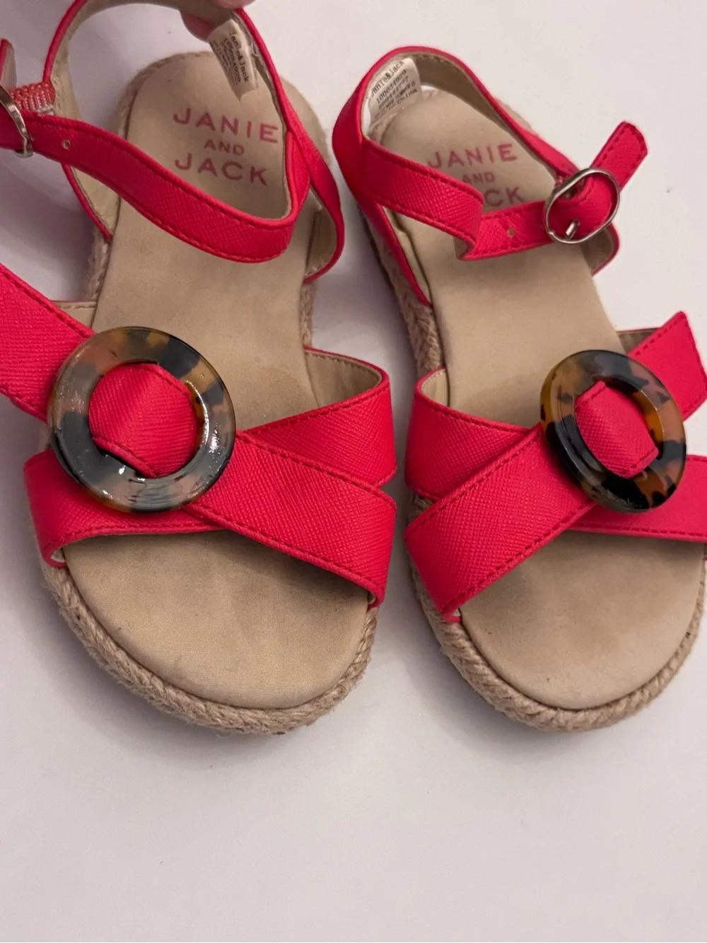 Janie and Jack Tortoiseshell Buckle Espadrille-Style Girls' Sandals 8